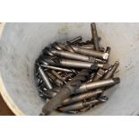 BUCKET WITH TAPERED SHANK DRILL BITS, VARIOUS SIZES