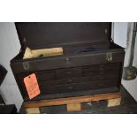 EIGHT DRAWER KENNEDY TOOL BOX WITH CONTENTS, MISC. MEASURING DEVICES, 26 1/2"L x 8 1/2"D x 13 1/2"H
