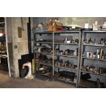 HEAVY DUTY STEEL SHELVING UNIT WITH CONTENTS, 6'L x 18"D x 66"H AND CONTENTS IN CORNER
