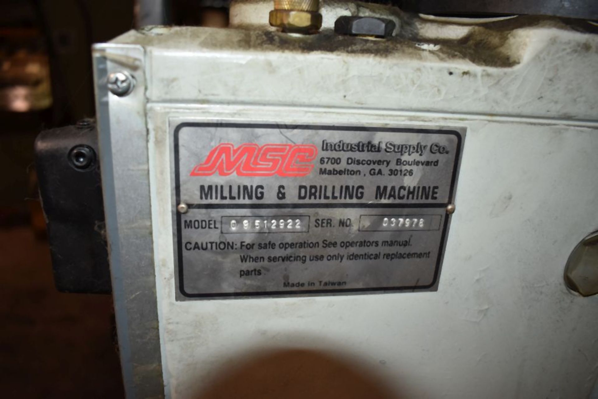 MSC MILLING AND DRILLING MACHINE, MODEL 09512922, S/N: 037978, VARIABLE SPEED HEAD, T-SLOT TABLE, - Image 4 of 4