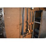 (6) BAR CLAMPS FROM 30" TO 36" LONG AND (1) PIPE CLAMP 54" LONG
