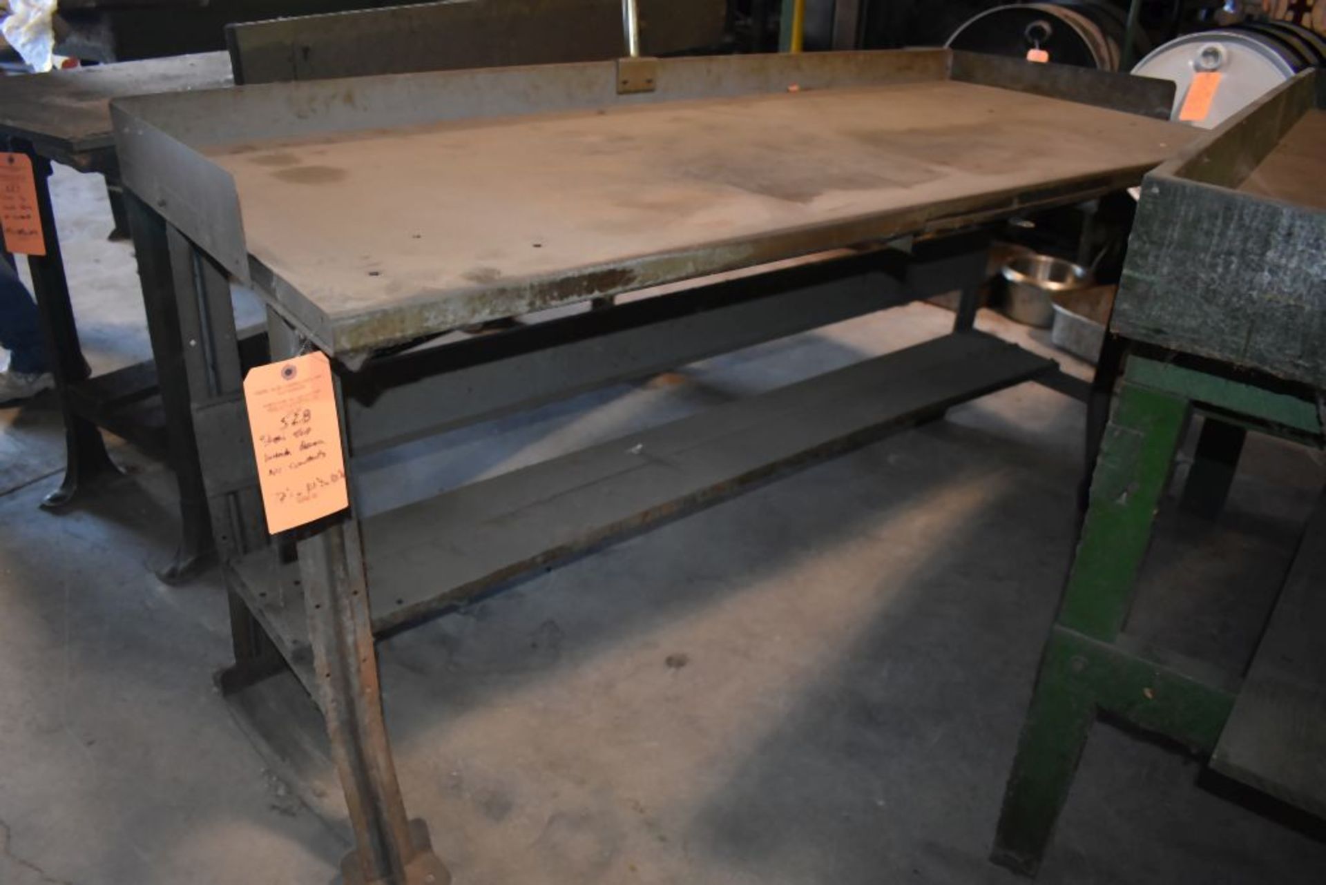 STEEL TOP WORKBENCH, NO CONTENTS, 72"L x 30"D x 35"H