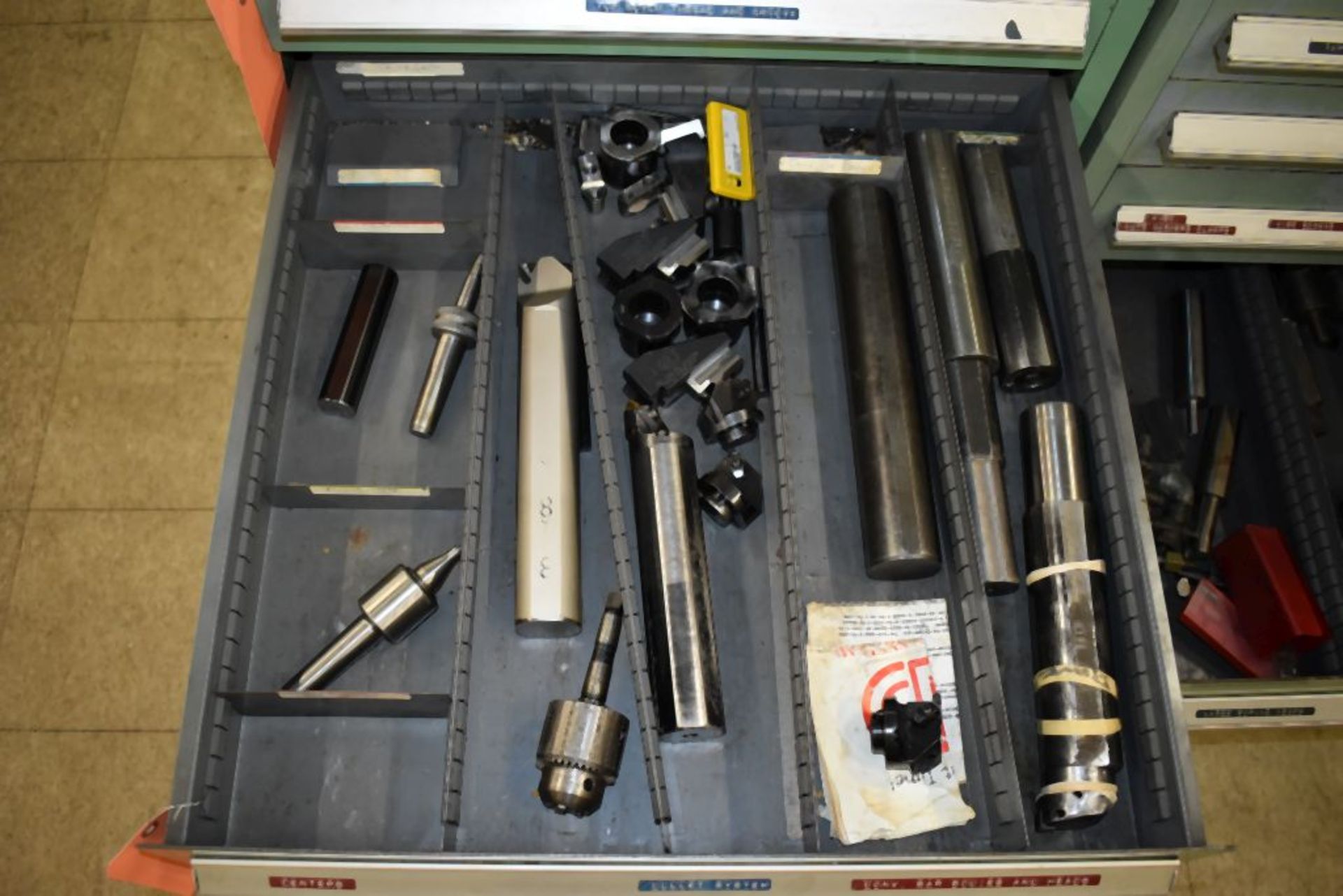 CONTENTS OF THIS DRAWER; COLLET SYSTEM, CENTERS, HOLDERS AND CHUCK