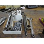 LOT: ASSORTED OPEN END WRENCHES & 18 IN. CRESCENT WRENCH