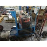 LINCOLN ELECTRIC WELD-PAK 140HD CODE NO. 12103 WELDER, WITH CUSTOM PORTABLE STEEL CART