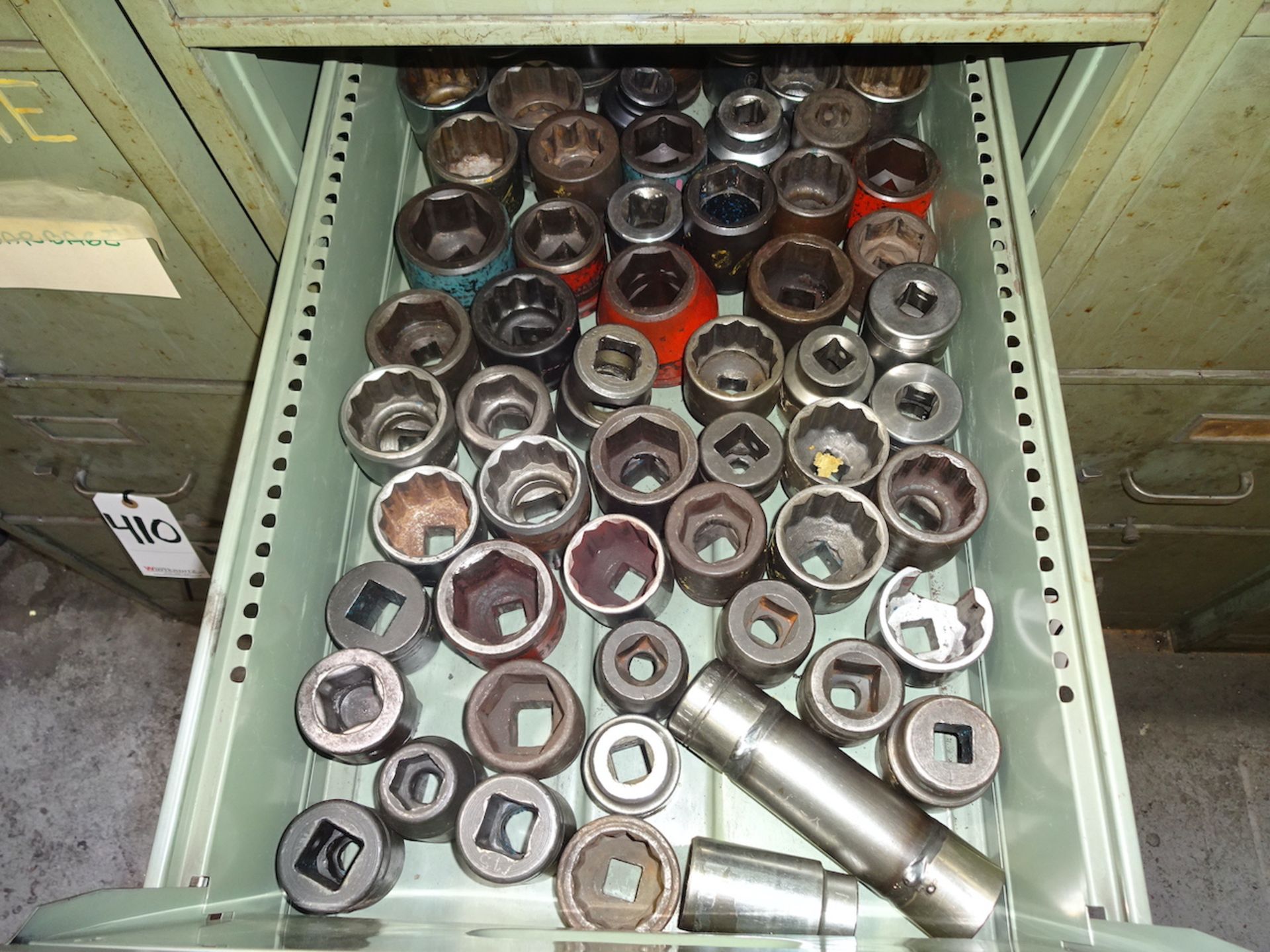 LOT: ASSORTED LARGE HEAVY DUTY SOCKETS (IN CABINET DRAWER) - Image 2 of 2