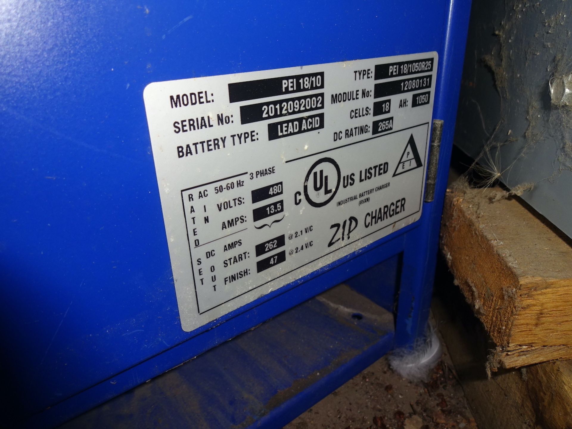 INFINITY MODEL PEI 18/10 TYPE PEI 18/1050R25 18-CELL INDUSTRIAL BATTERY CHARGER, S/N 2012092002, - Image 2 of 2