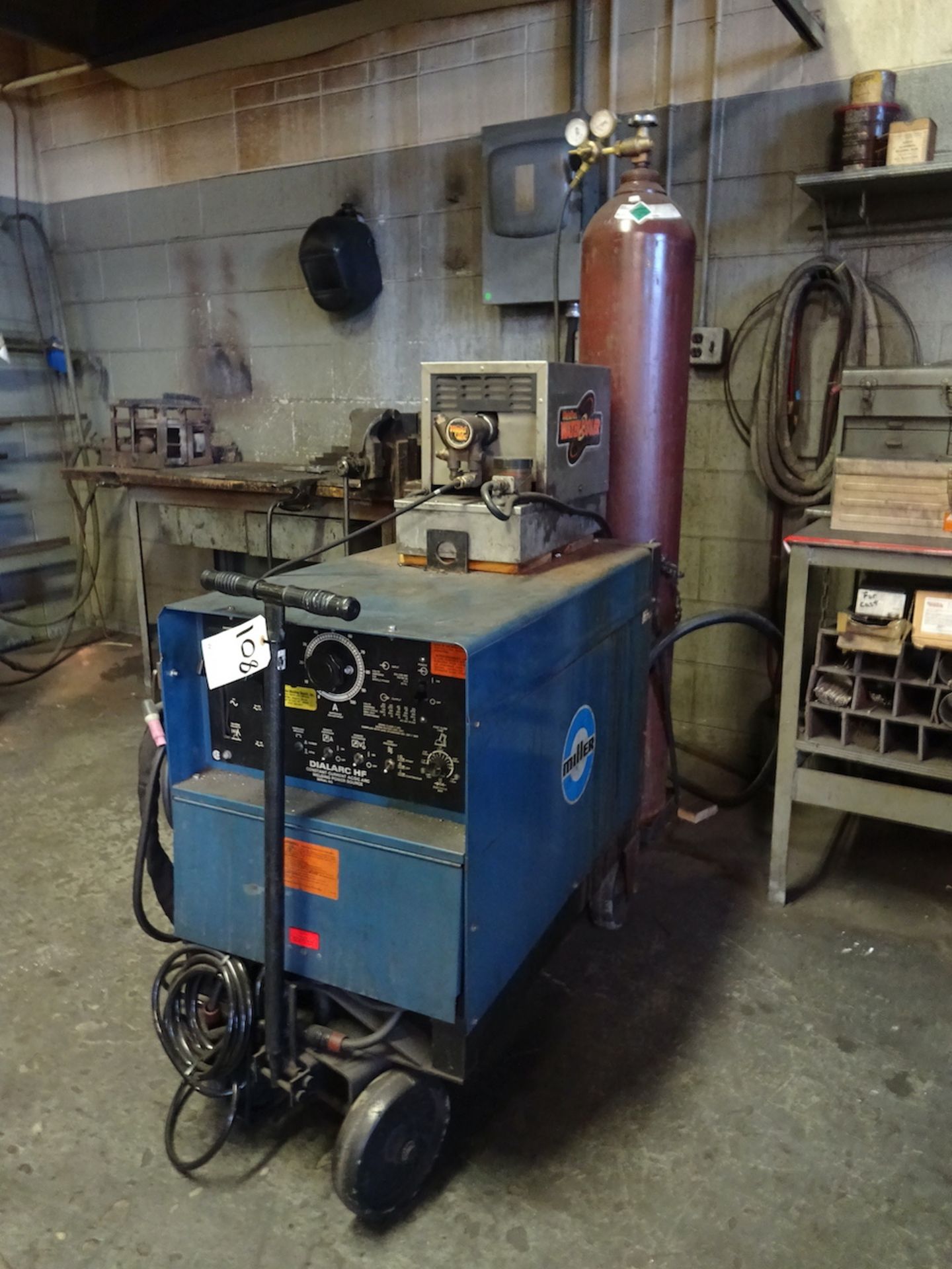 MILLER IDEALARC MODEL HF 250 AMP AC/DC ARC WELDER, WELDTEC WATERCOOLER - Image 2 of 3