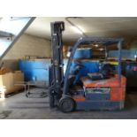 TOYOTA 3050LB. CAP. MODEL 7FBEU20 3-WHEEL ELECTRIC FORKLIFT TRUCK, S/N 24261, 3-STAGE MAST, SIDE-