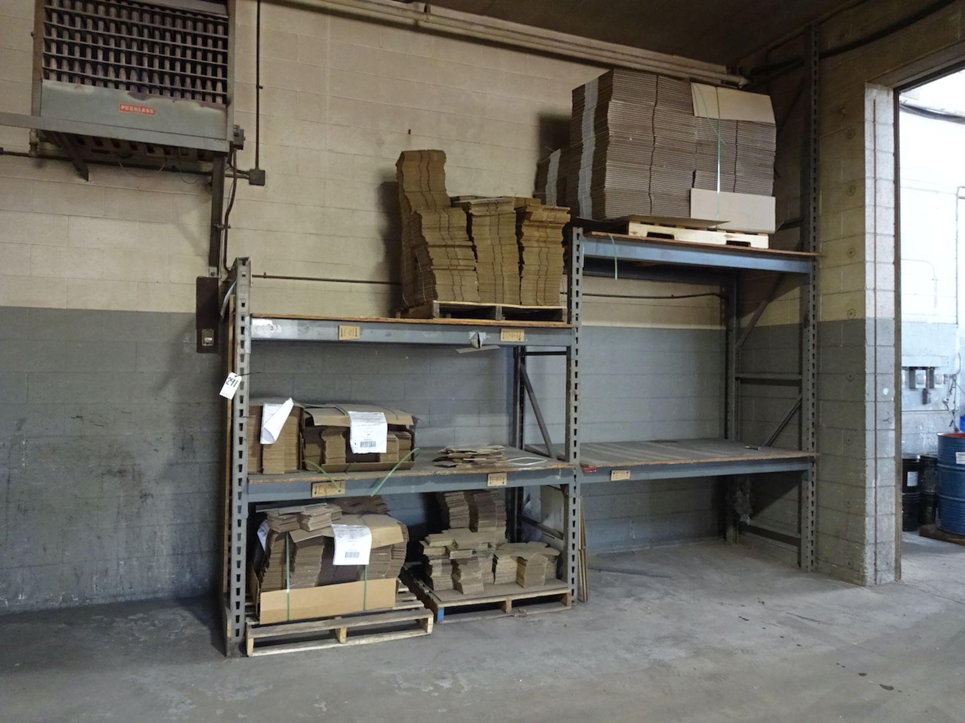 LOT: (4) SECTIONS OF ADJUSTABLE PALLETT RACK (NO CONTENTS)