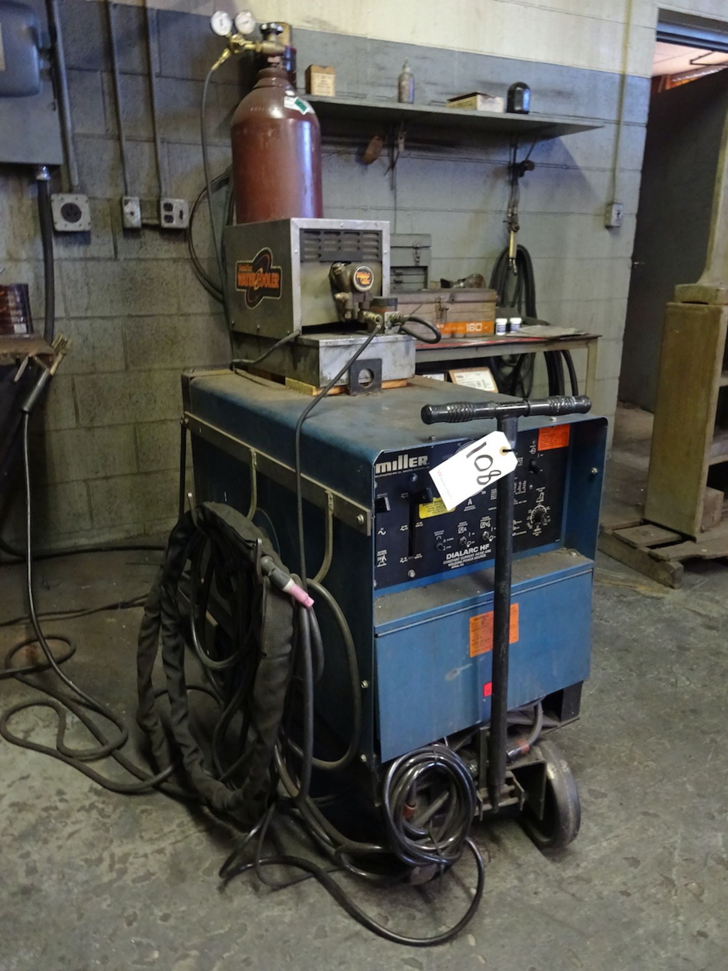 MILLER IDEALARC MODEL HF 250 AMP AC/DC ARC WELDER, WELDTEC WATERCOOLER