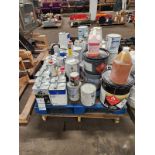 SKID OF ASSORTED CHEMICAL PRODUCTS - ACETONE, THINNERS, KETONE, ETC.