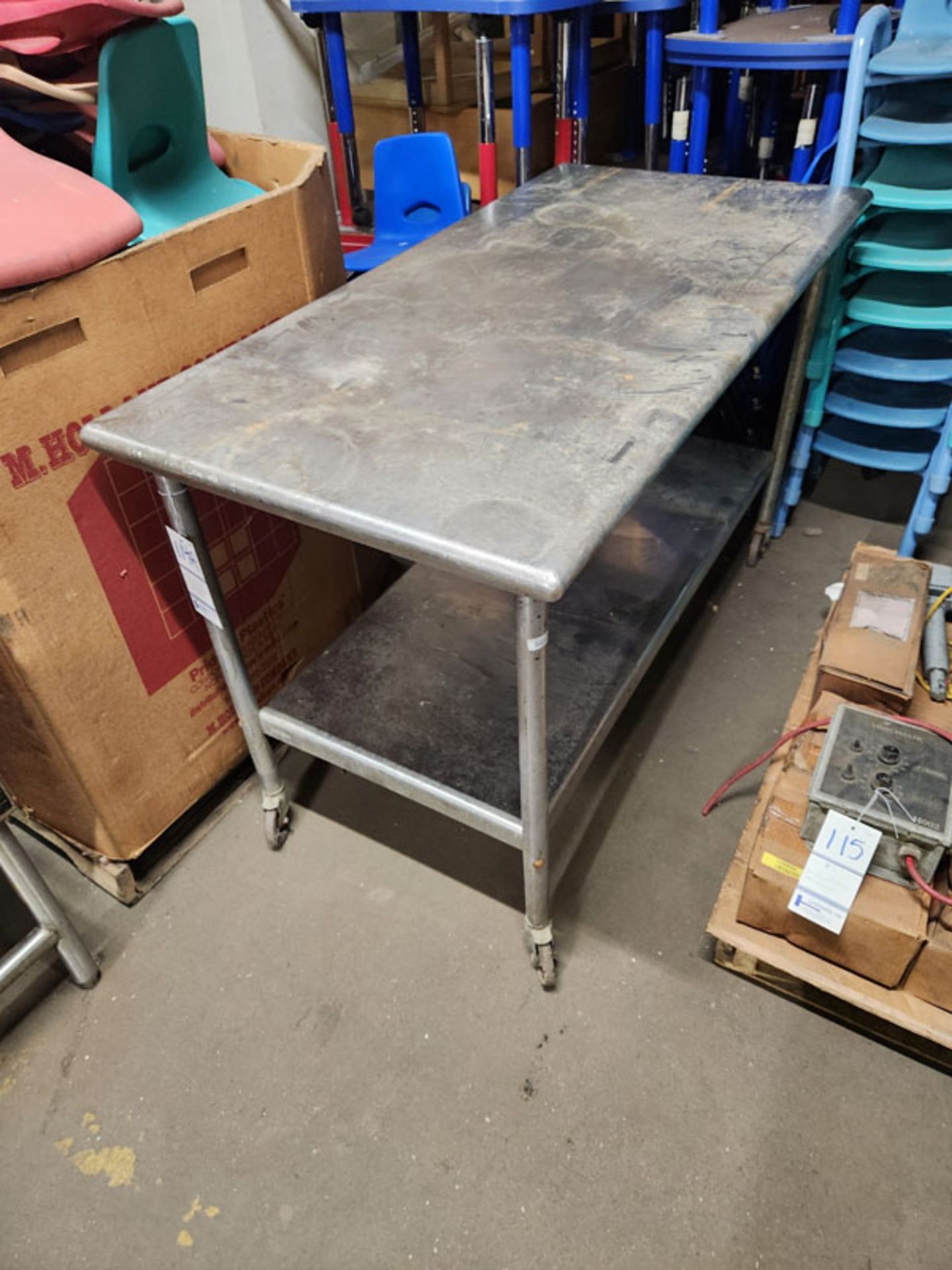 STAINLESS STEEL PREP TABLE 60"x30"x38" - USED AS A SHOP TABLE - Image 2 of 2