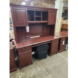DESK WITH RISER 56-1/2" X 23-1/2" X 72" AND ROLLING STORAGE CABINET
