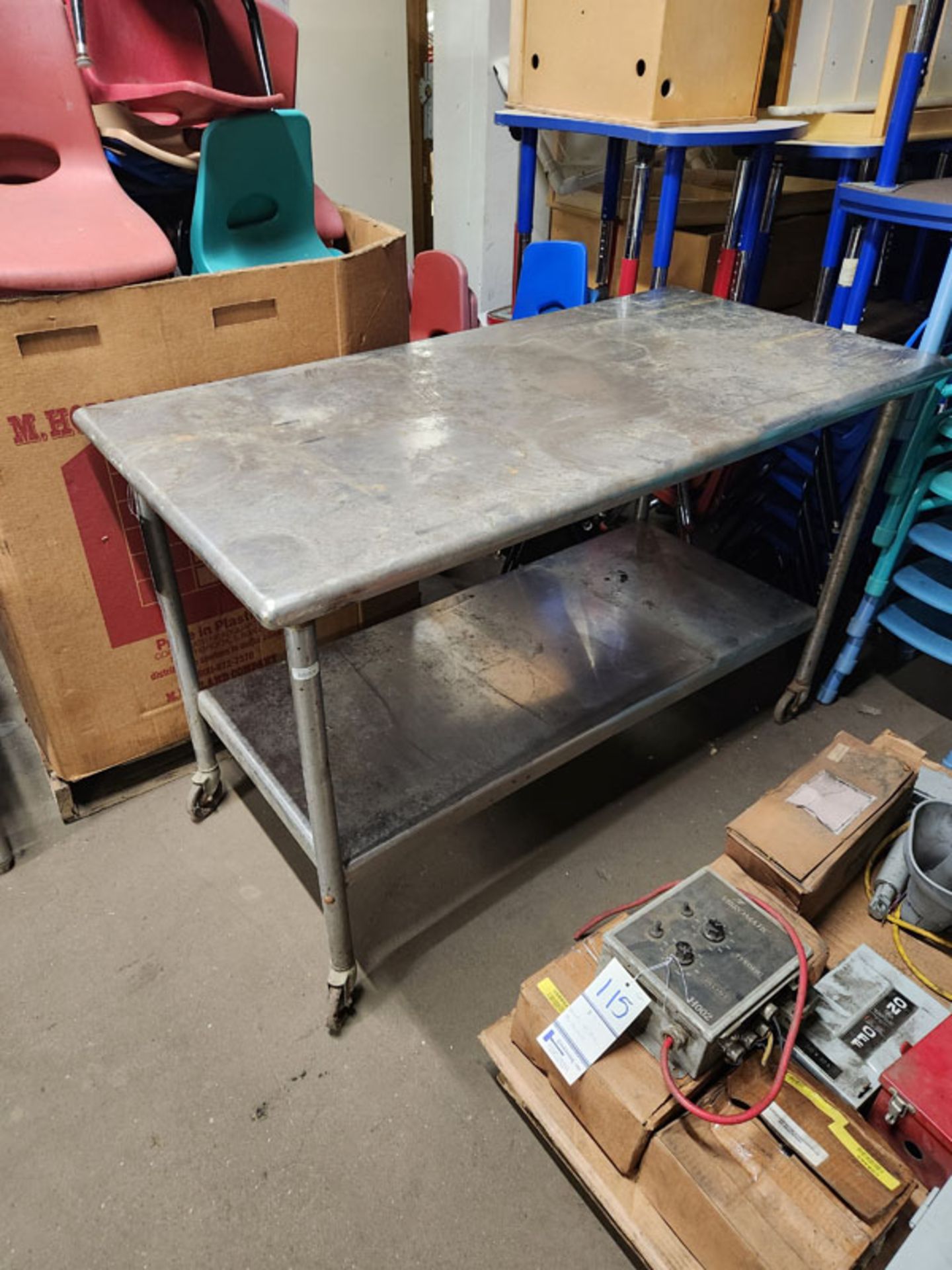 STAINLESS STEEL PREP TABLE 60"x30"x38" - USED AS A SHOP TABLE
