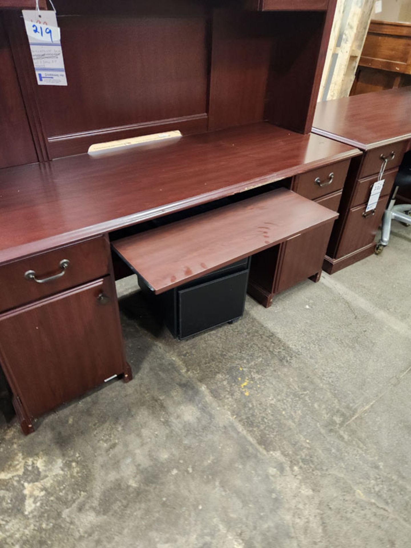 DESK WITH RISER 56-1/2" X 23-1/2" X 72" AND ROLLING STORAGE CABINET - Image 2 of 5