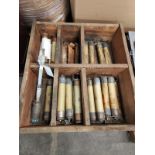 CRATE OF MISCELLANEOUS LARGE CURRENT LIMITING FUSES GE 55A212942P24RB AND GE 218A4293P9RB