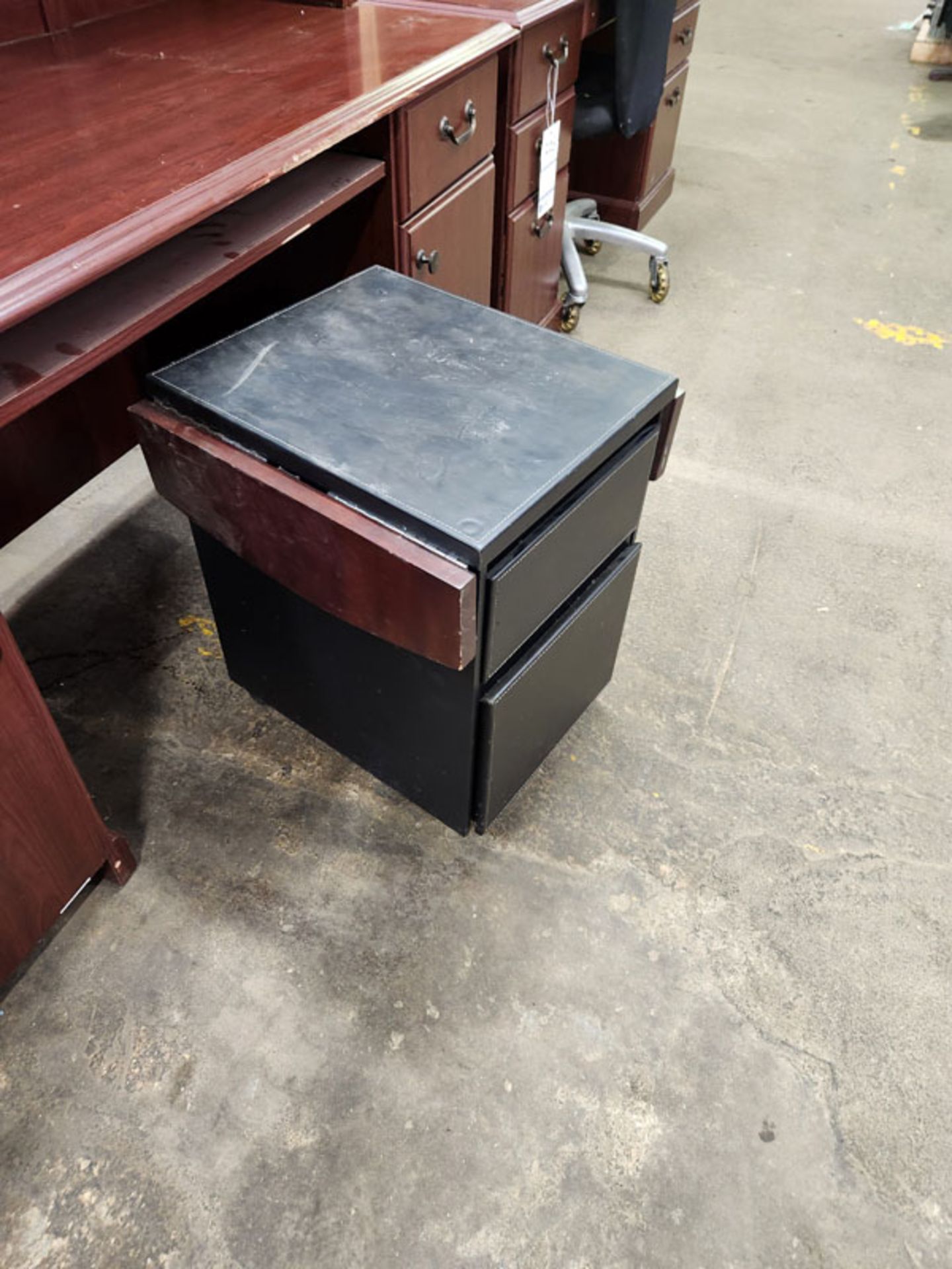 DESK WITH RISER 56-1/2" X 23-1/2" X 72" AND ROLLING STORAGE CABINET - Image 5 of 5