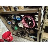 LOT OF ASSORTED WIRE ON PORTABLE STORAGE RACK