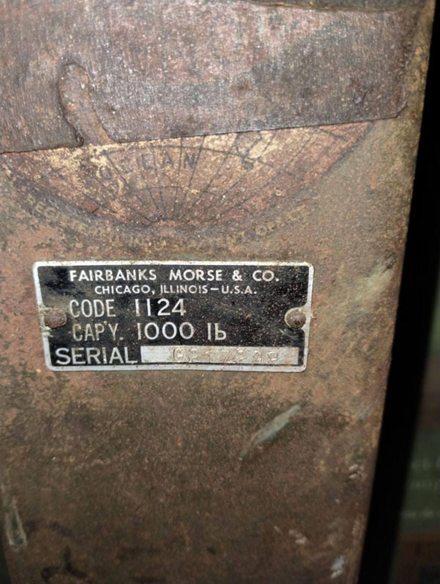 FAIRBANKS MORSE & CO. PLATFORM SCALE - 1000LB - CODE 1124 - Image 4 of 7