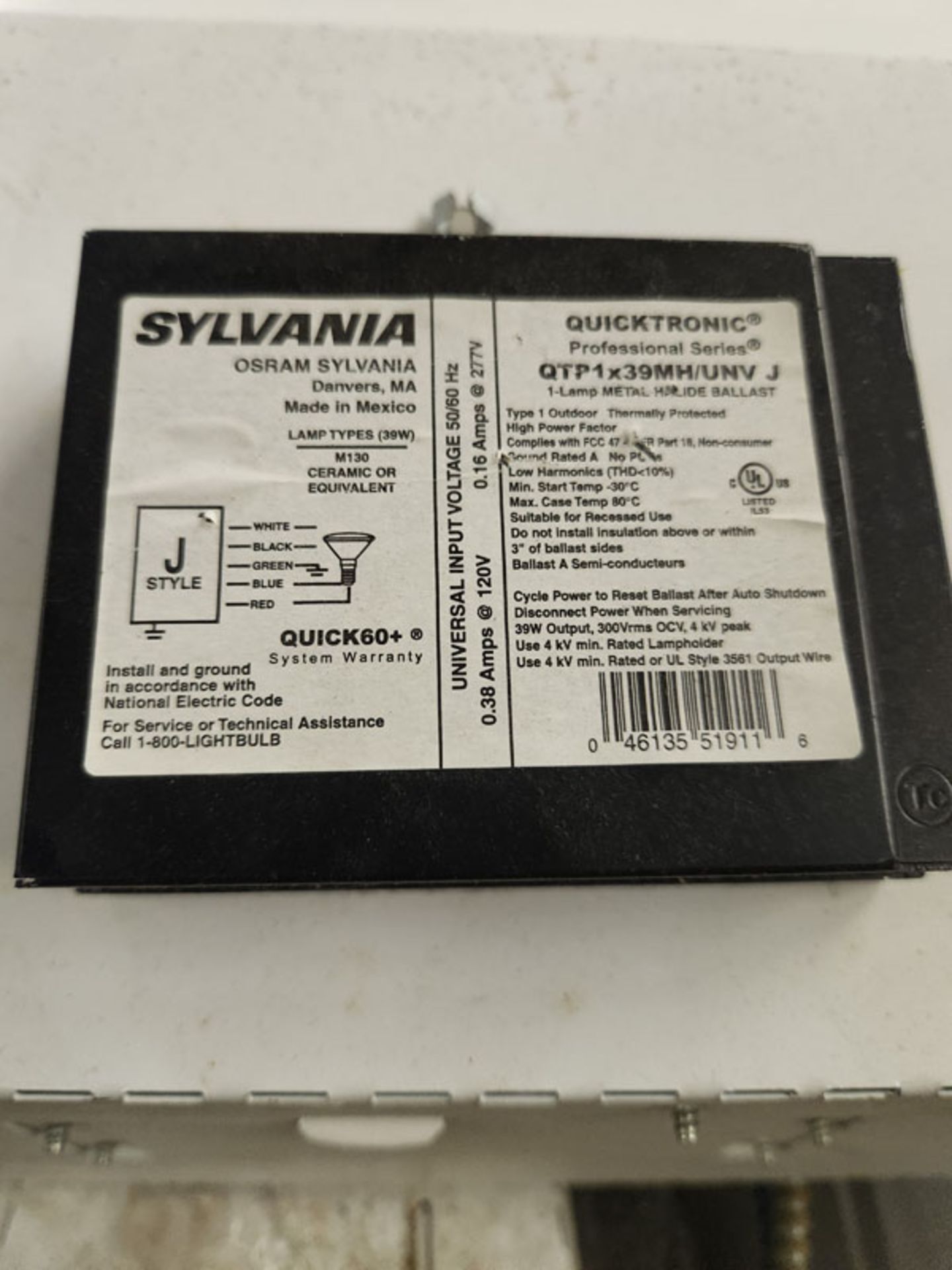 LOT OF 48 SYLVANIA 2 LAMP METAL HALIDE BALLAST J STYLE CEILING FIXTURES - Image 2 of 4