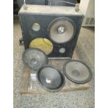 LOT OF 4 ASSORTED SPEAKER BOX AND SPEAKERS - AS IS