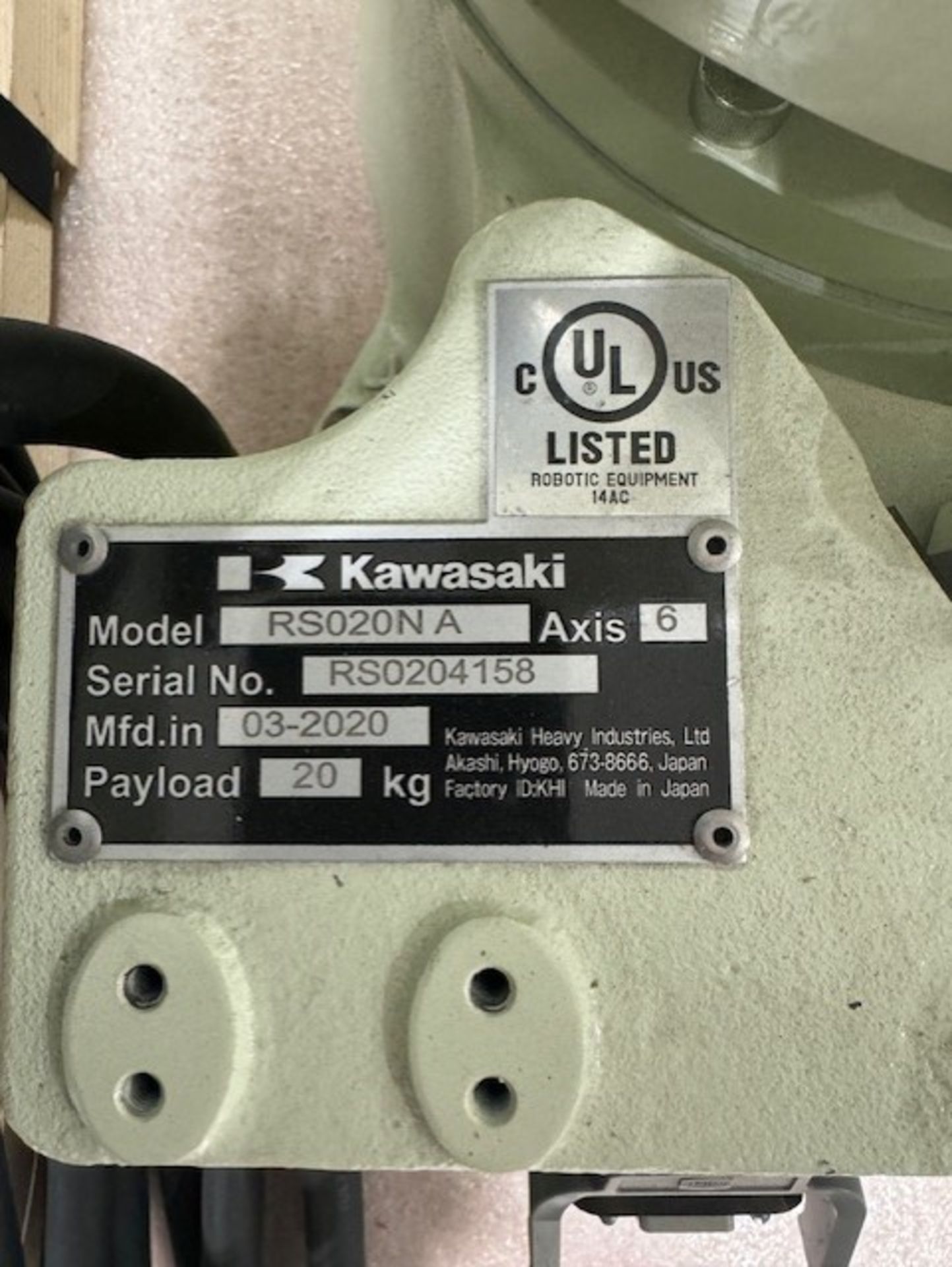 LIGHTLY USED KAWASAKI ROBOT RS020N, SN 4158, 20KG X 1725MM REACH WITH EO1 CONTROLS, CABLES & TEACH - Image 7 of 7