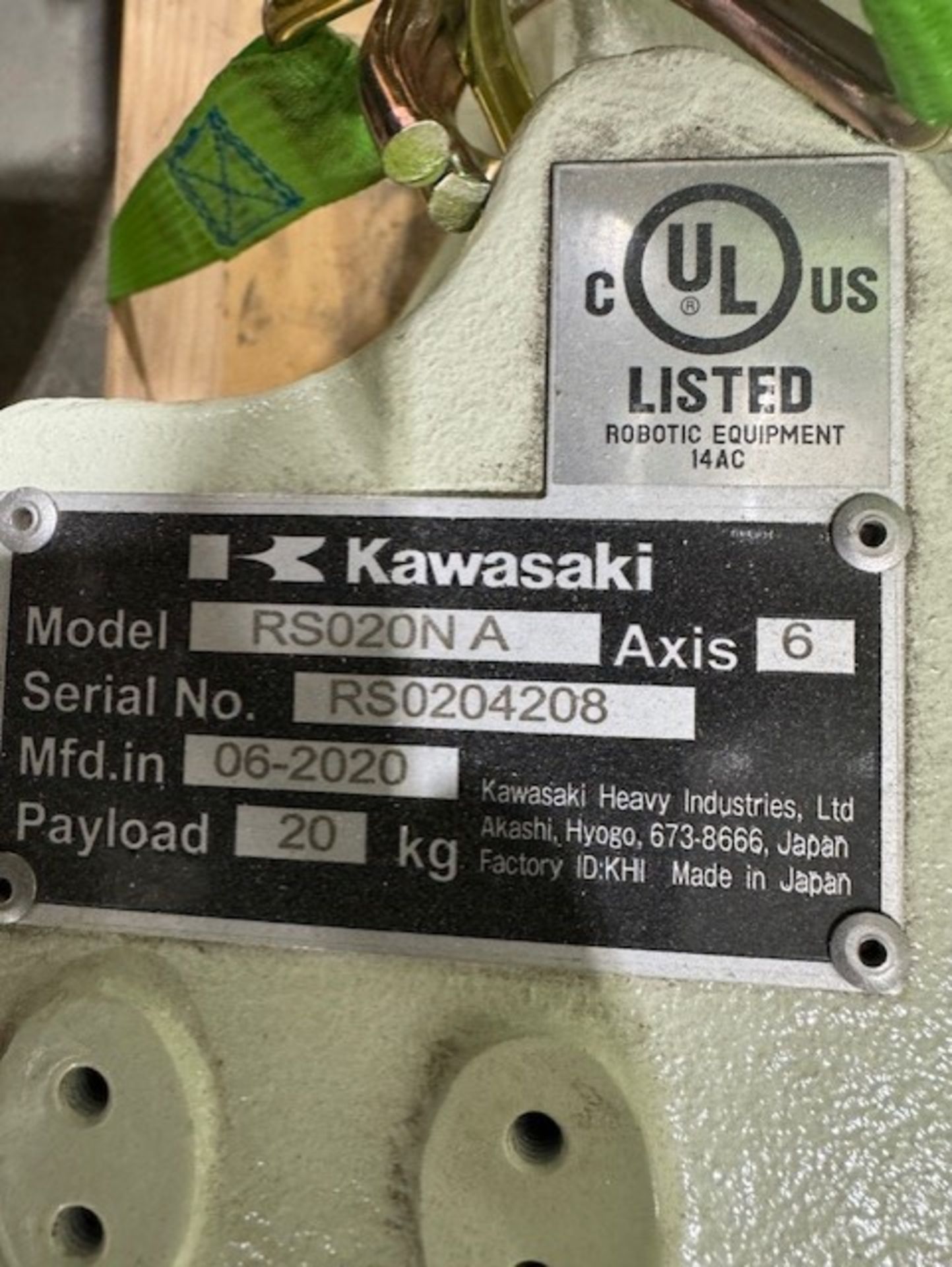 LIGHTLY USED KAWASAKI ROBOT RS020N, SN 4208, 20KG X 1725MM REACH WITH EO1 CONTROLS, CABLES & TEACH - Image 7 of 7