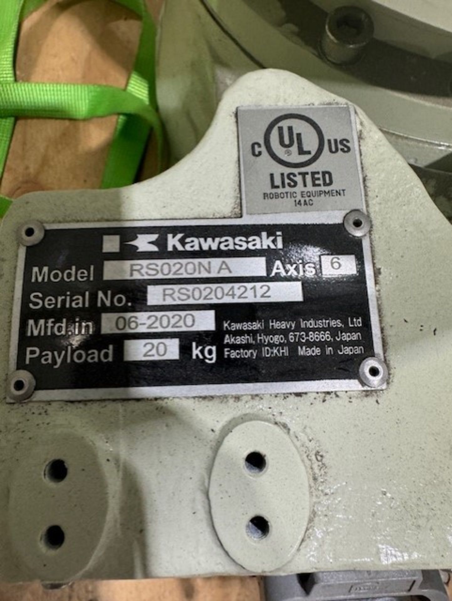 LIGHTLY USED KAWASAKI ROBOT RS020N, SN 4212, 20KG X 1725MM REACH WITH EO1 CONTROLS, CABLES & TEACH - Image 7 of 7