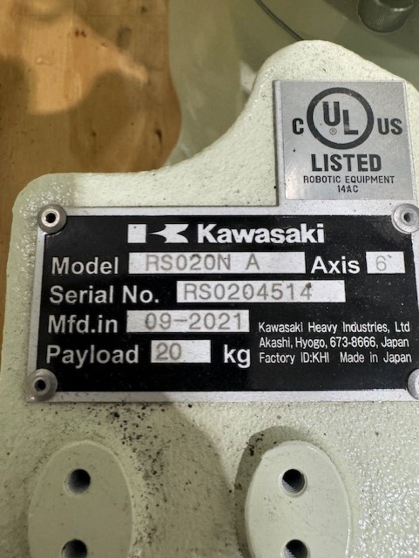 LIGHTLY USED KAWASAKI ROBOT RS020N, SN 4514, 20KG X 1725MM REACH WITH EO1 CONTROLS, CABLES & TEACH - Image 7 of 7