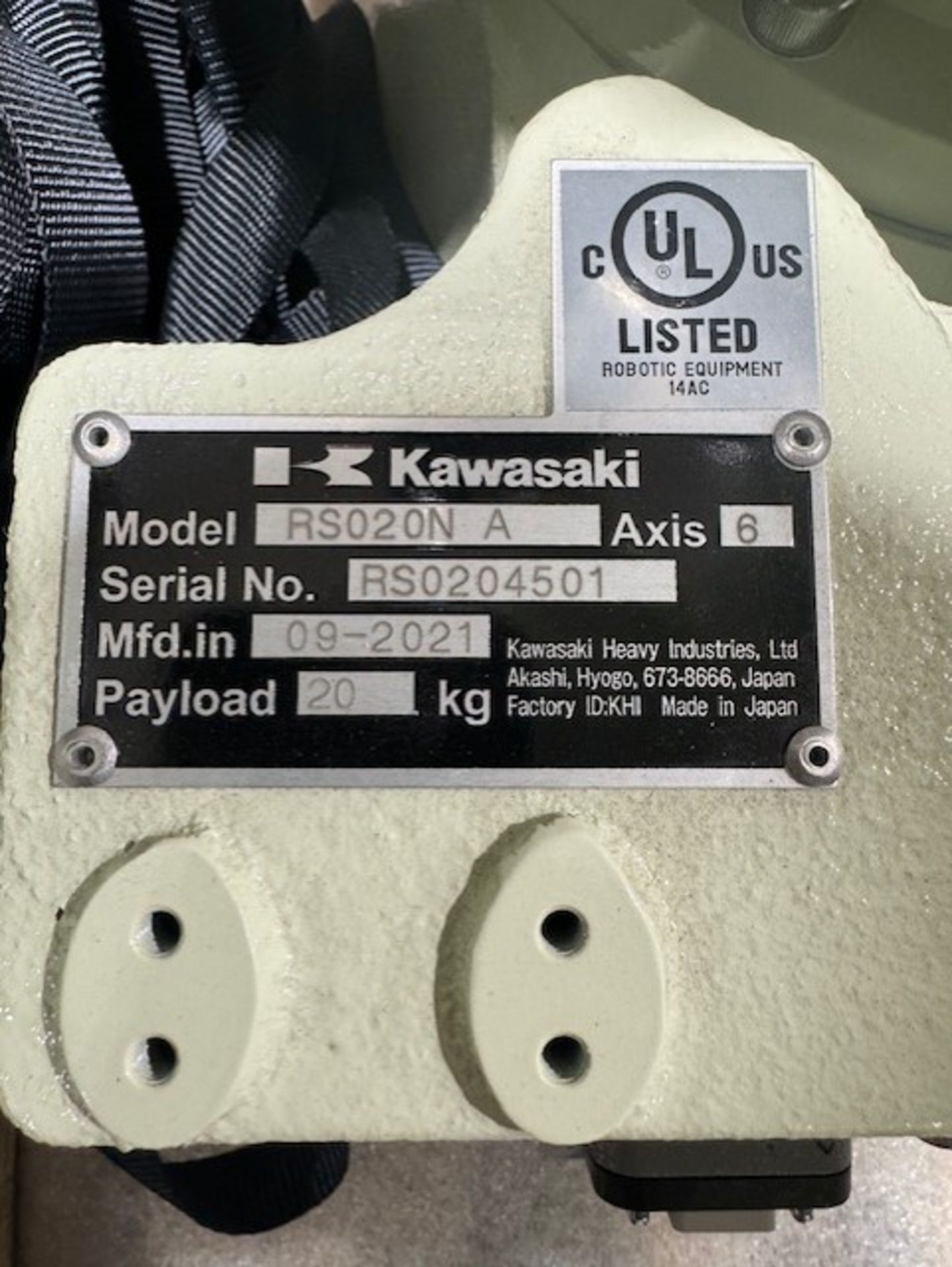 LIGHTLY USED KAWASAKI ROBOT RS020N, SN 4501, 20KG X 1725MM REACH WITH EO1 CONTROLS, CABLES & TEACH - Image 7 of 7