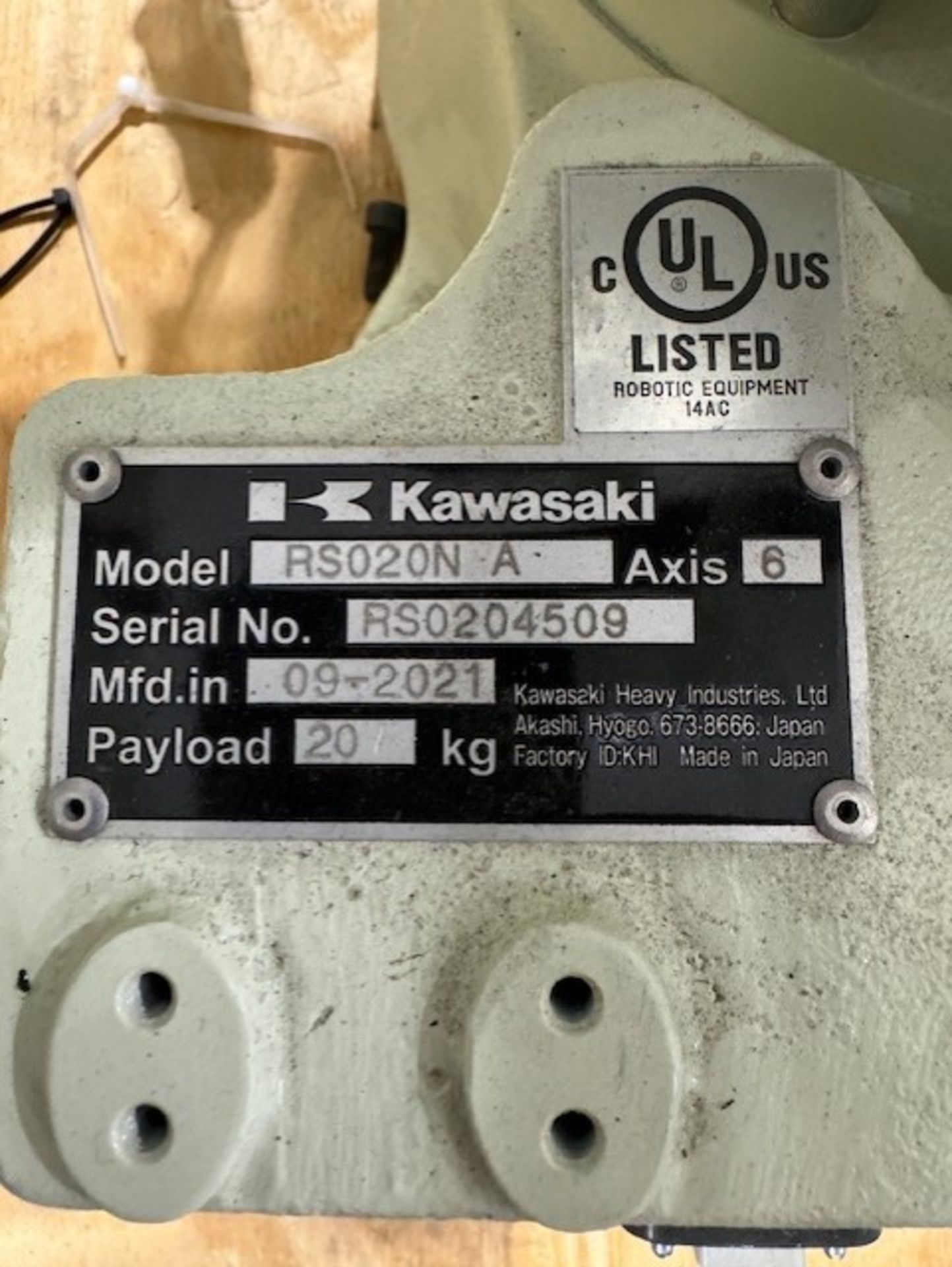 LIGHTLY USED KAWASAKI ROBOT RS020N, SN 4509 20KG X 1725MM REACH WITH EO1 CONTROLS, CABLES & TEACH - Image 6 of 7