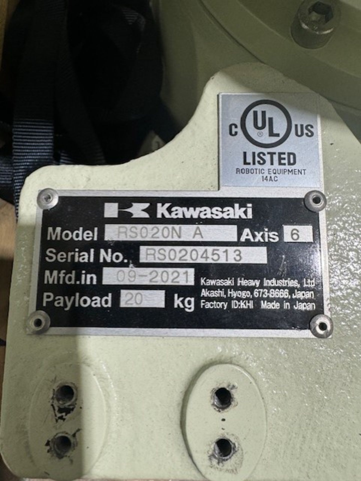 LIGHTLY USED KAWASAKI ROBOT RS020N, SN 4513, 20KG X 1725MM REACH WITH EO1 CONTROLS, CABLES & TEACH - Image 7 of 7