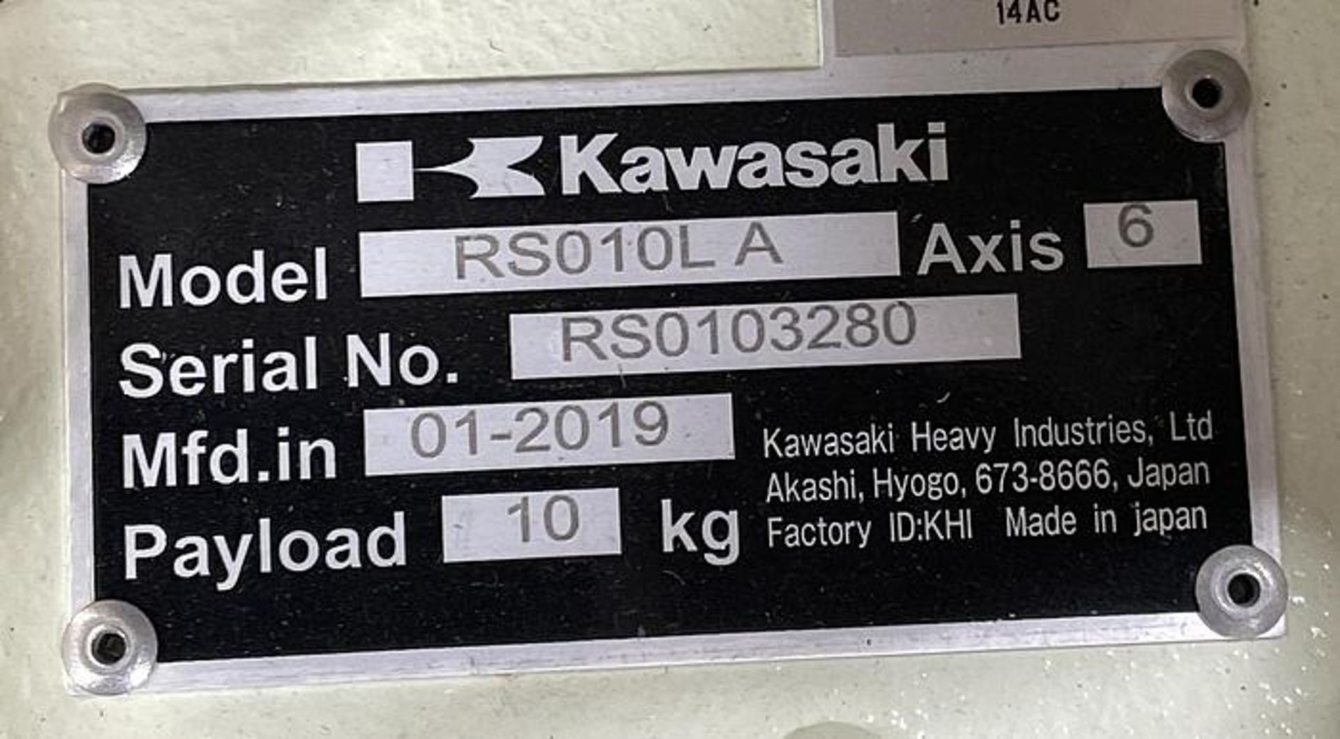 NEW KAWASAKI ROBOT RS010L WITH E01 CONTROLLER, 10KG X 1925mm REACH, CABLES, TEACH & RISER (NEW) - Image 2 of 5