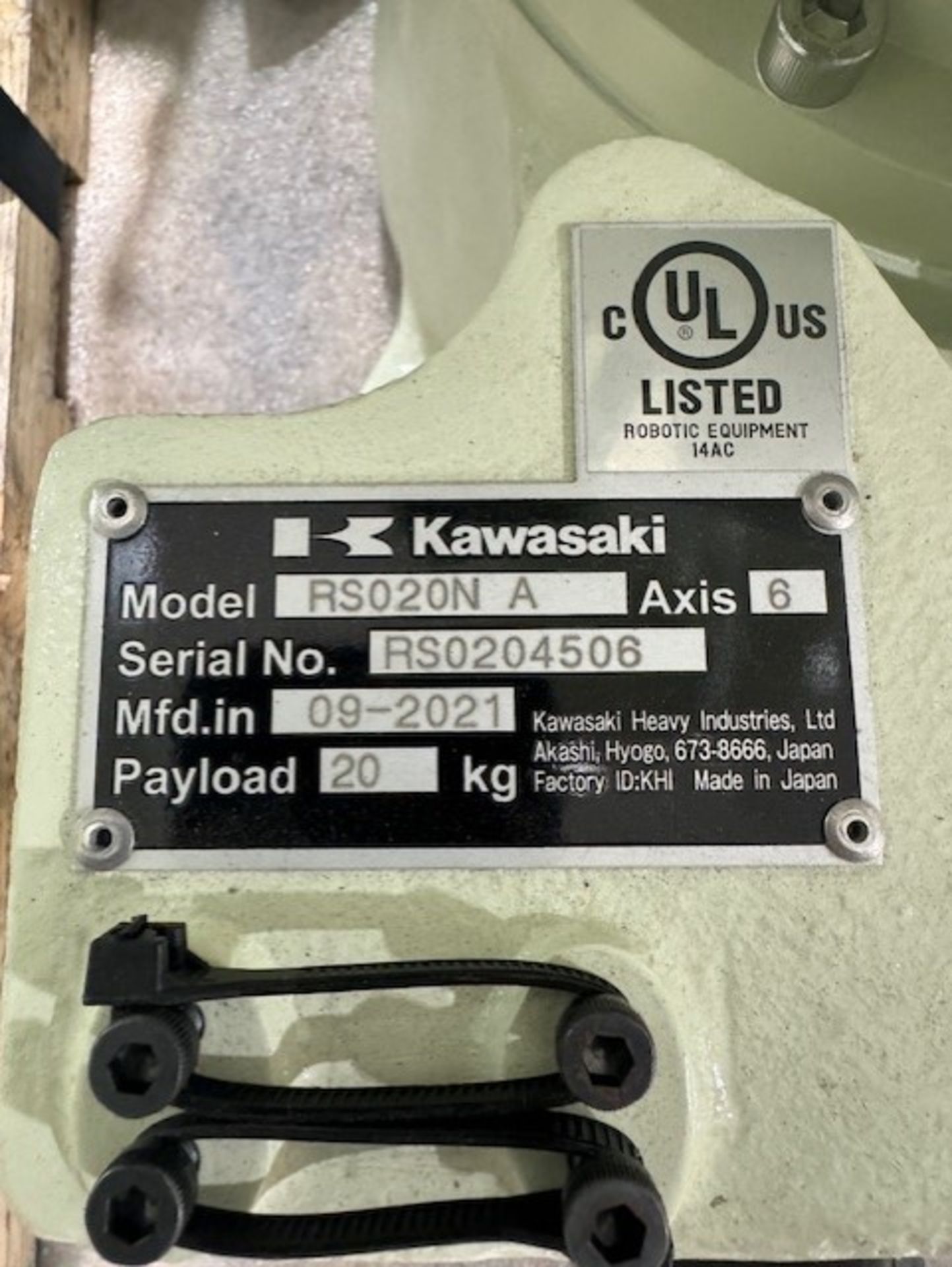 LIGHTLY USED KAWASAKI ROBOT RS020N, SN 4506, 20KG X 1725MM REACH WITH EO1 CONTROLS, CABLES & TEACH - Image 7 of 7