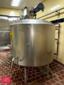 Crepaco 500 Gallon Jacketed Dome-Top S/S Processor, S/N: A.5363 with Vertical Agitation, Valve and