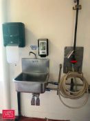 S/S Hand Sink with Knee Control, Paper Towel and Soap Dispensers and Hose Station