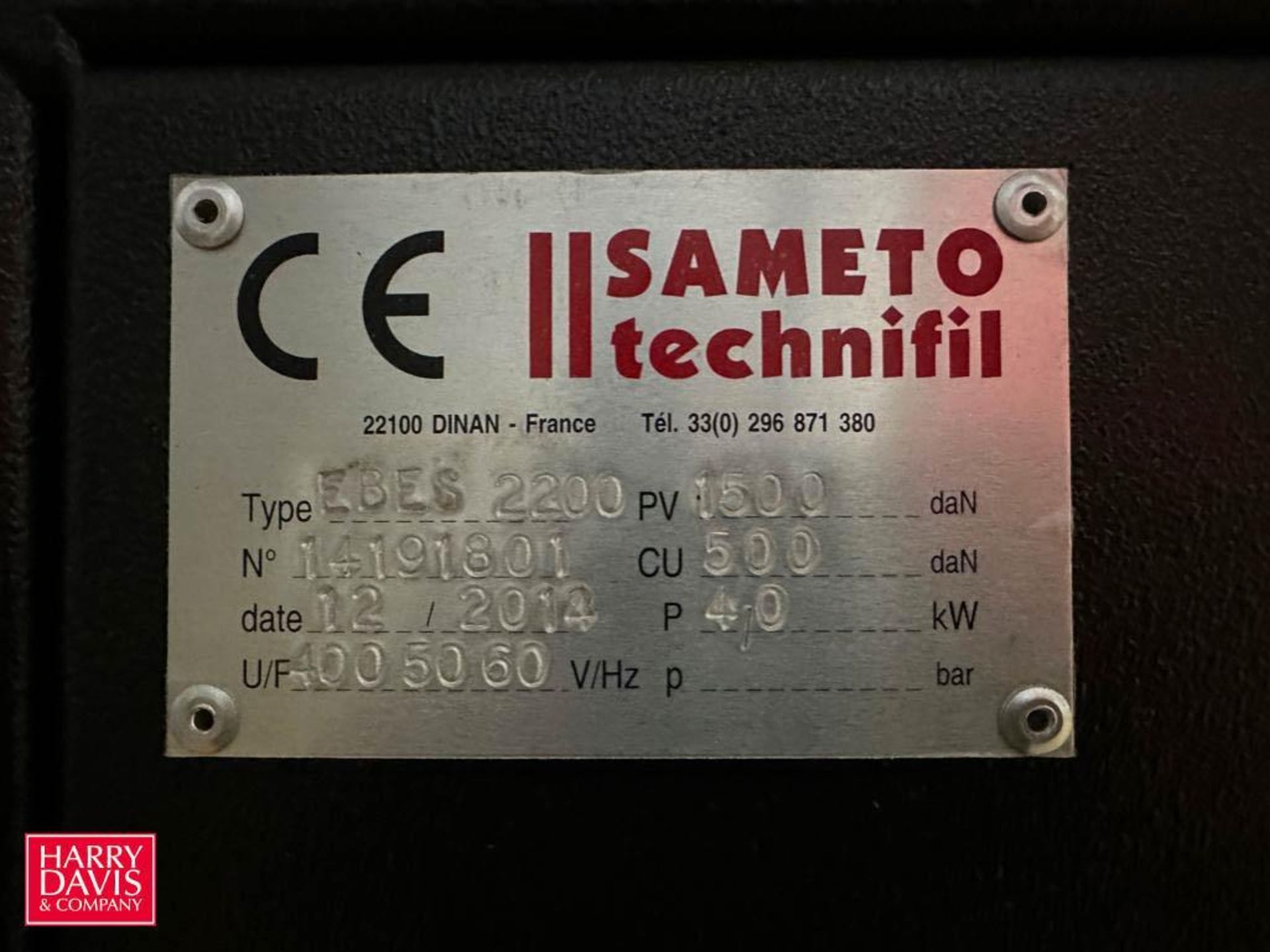2014 Sameto Technifil Dumper, Model: EBES2200, S/N: 14191801 - Rigging Fee: $500 - Image 2 of 4