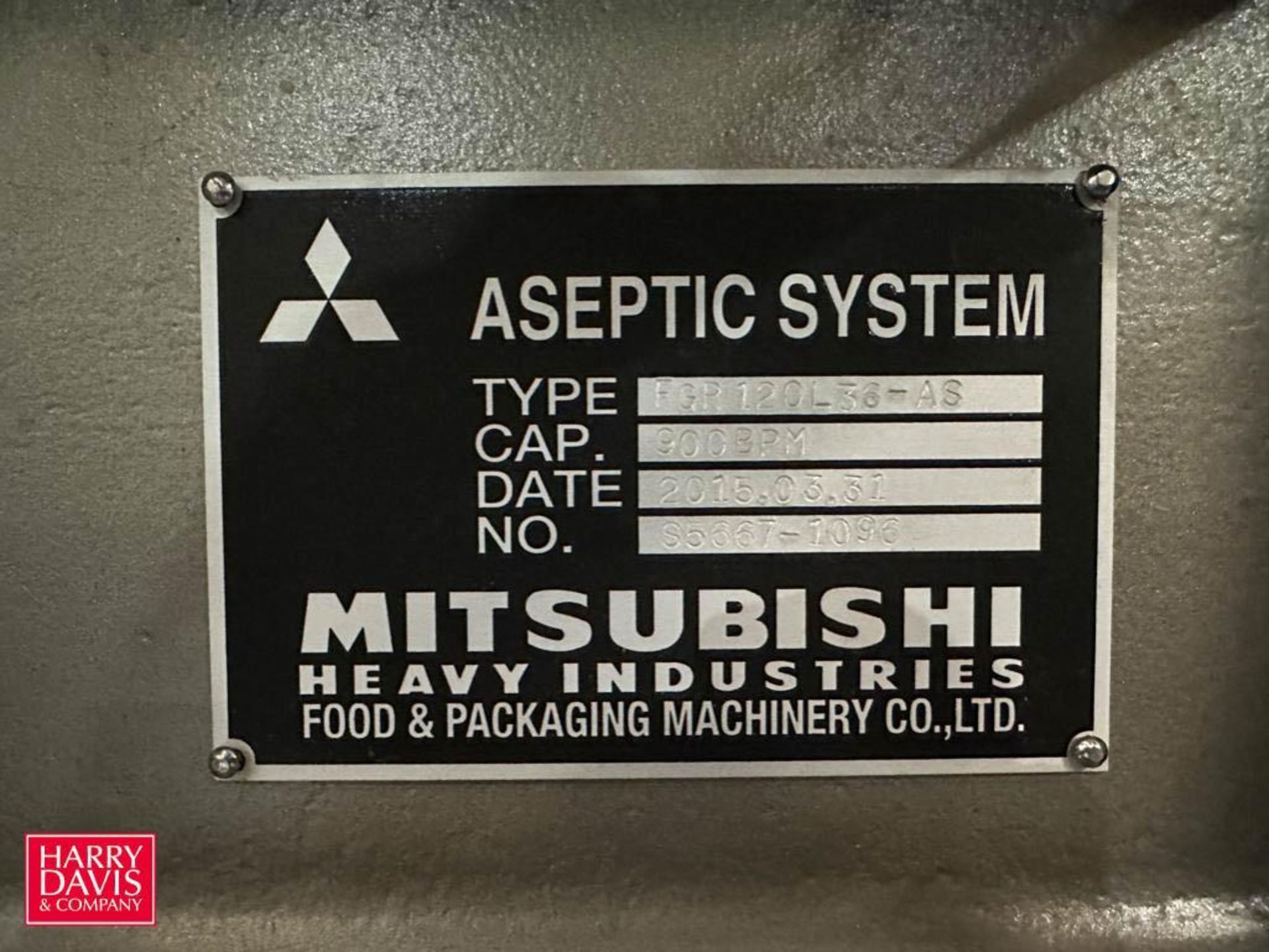 2015 Mitsubishi Aseptic Filling System, Model: FGR120L36-AS, S/N: 55667–1096, 900 Bottles/Min - Image 3 of 43
