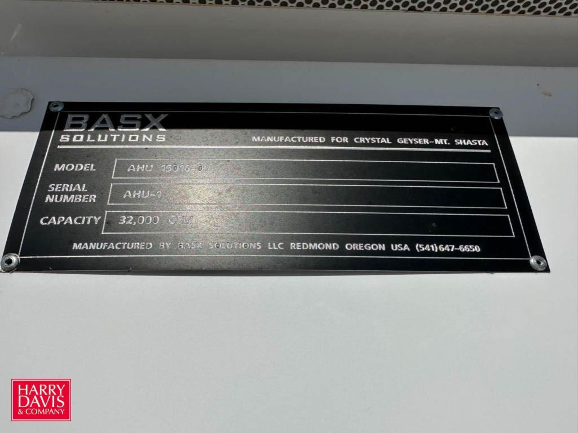 BASX Solutions Air Handler, Model: AHU 15016-01, S/N: AHU-1, 32,000 CFM - Rigging Fee: $15,000 - Image 3 of 3