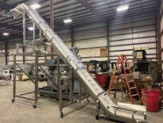 Cleated Incline 14" Conveyor: 17" Lift, 24' Reach on S/S Frame - Rigging Fee: $300