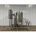 100 Gallon S/S Single Shell Tank CIP Skid with Enerquip S/S Shell &Tube Heat Exchanger, Steam Set