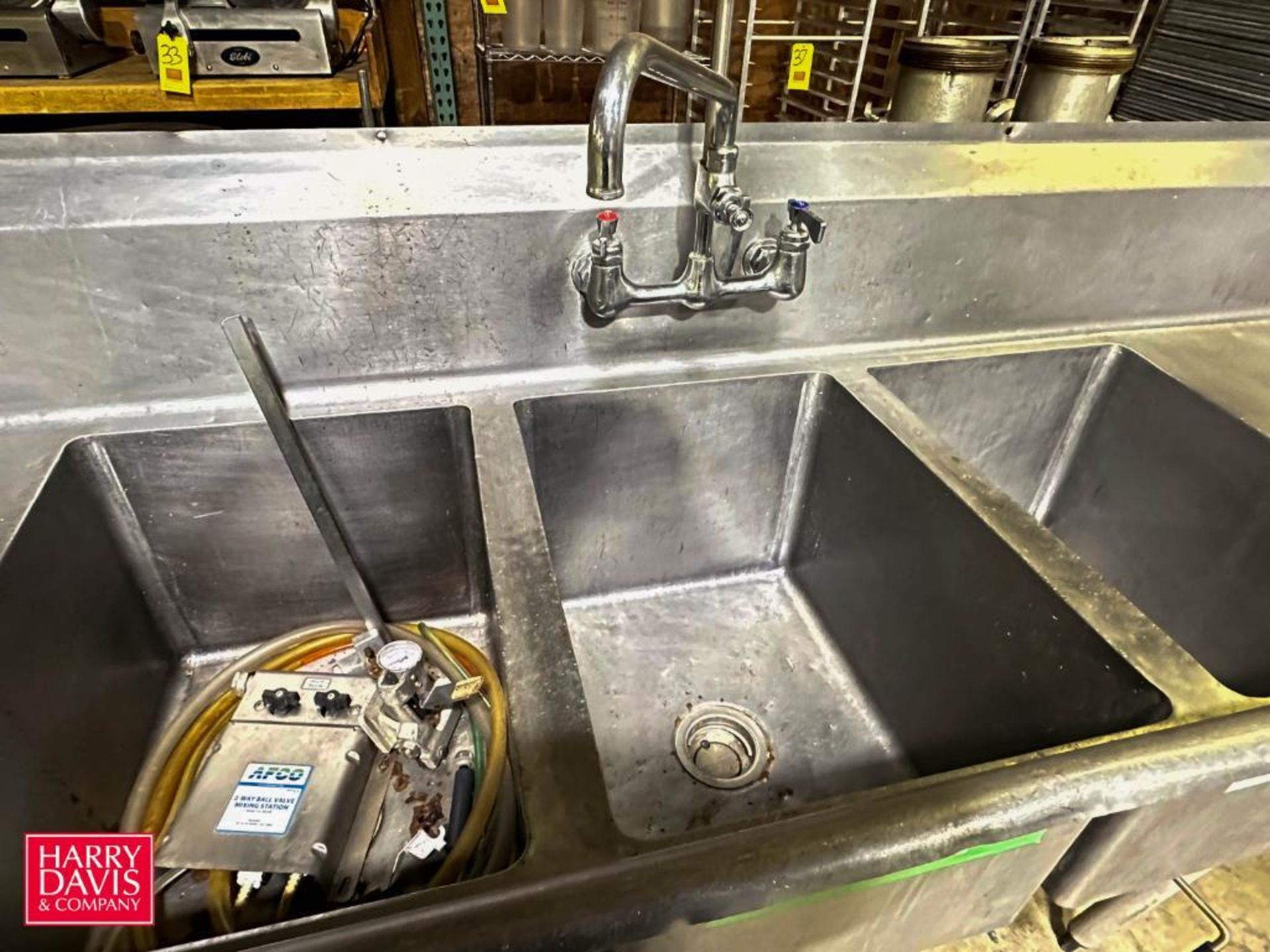 S/S Triple Bowl S/S Sink with Spray Head: 27” Width x 90” Length - Rigging Fee: $150 - Image 2 of 2