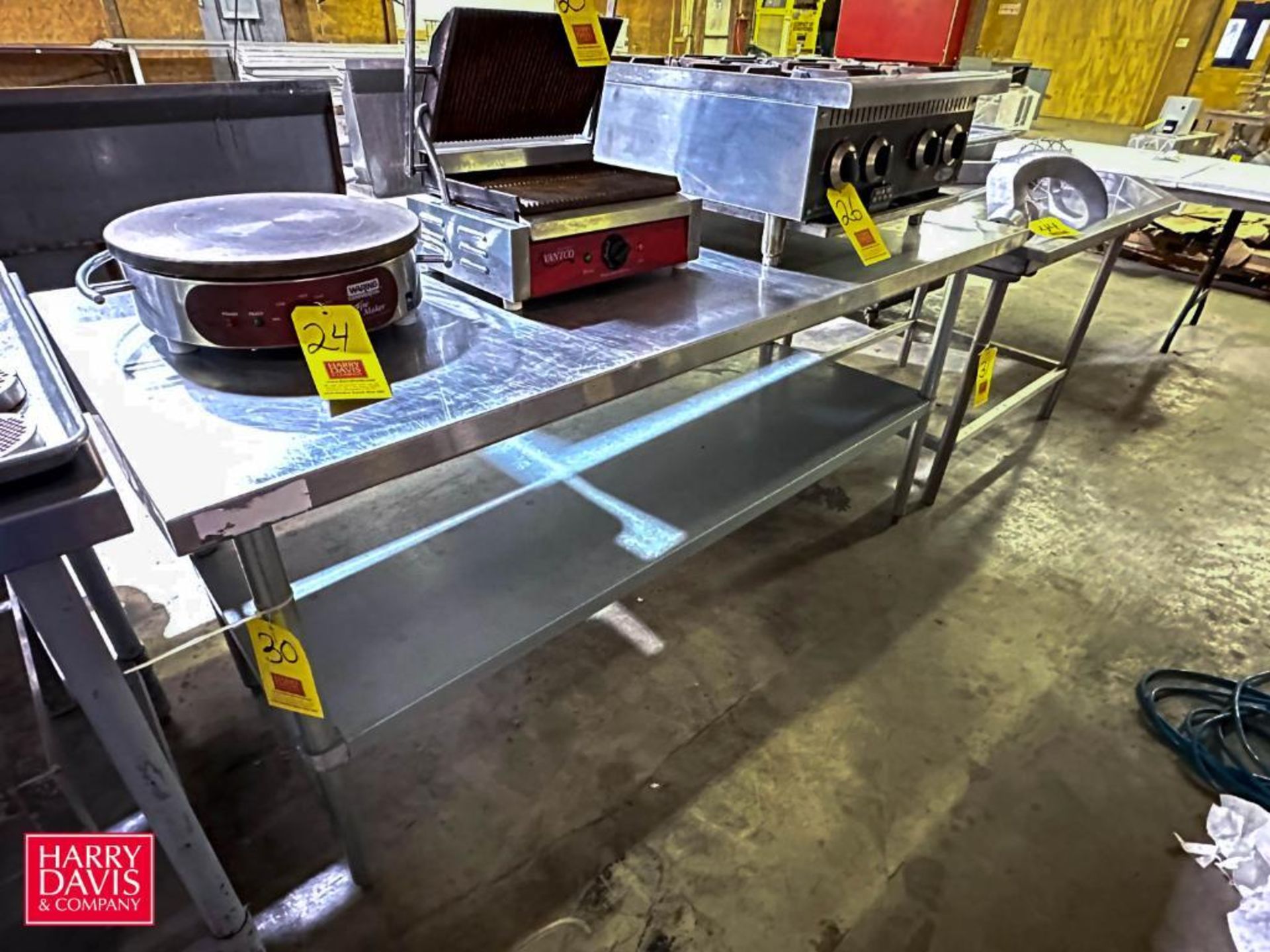 S/S Top Table with Undershelf: 30" x 72" - Rigging Fee: $100