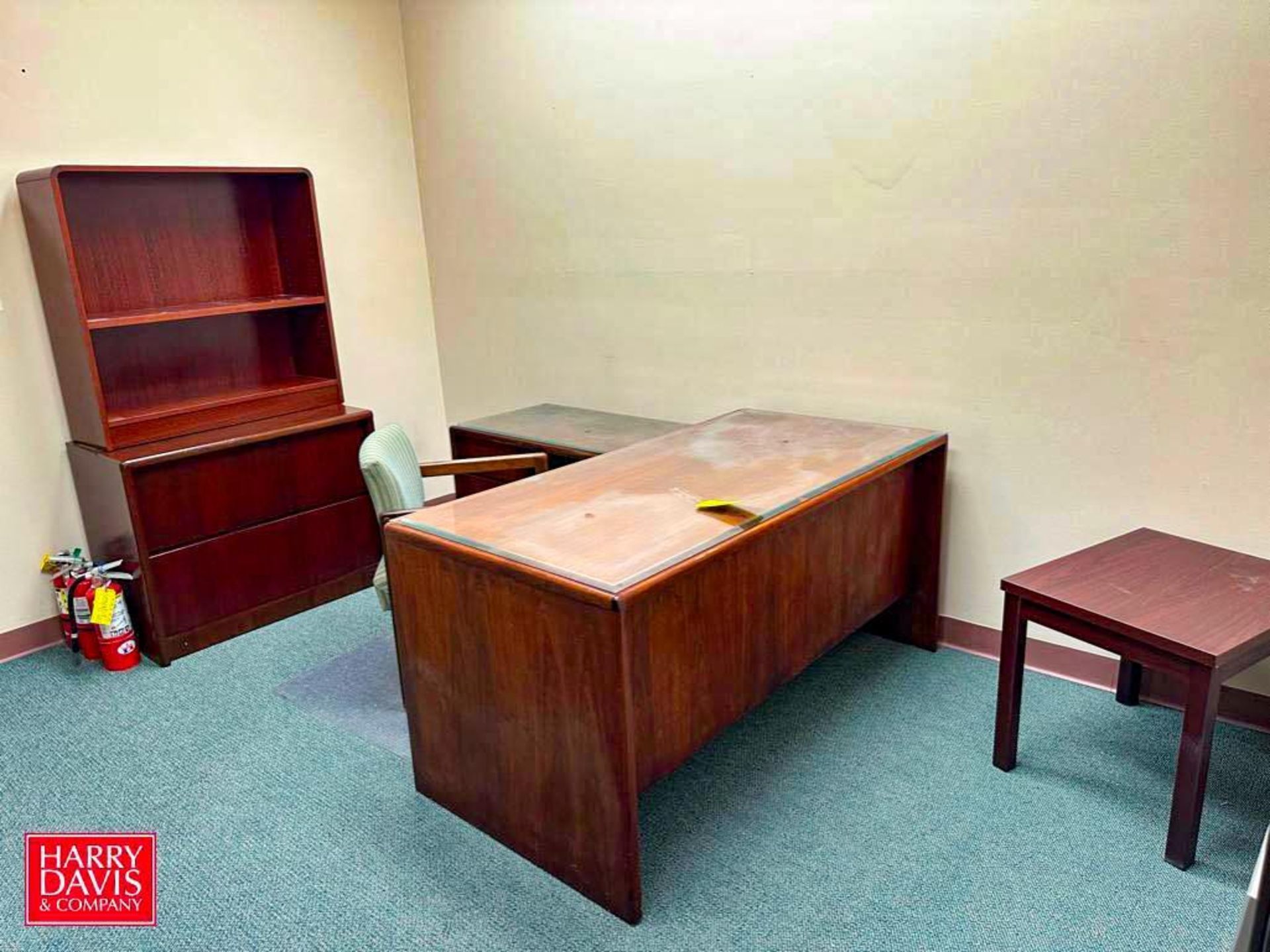 L-Shaped Desk, Bookcase, Lateral File Cabinet, 4-Drawer File Cabinet and Chair - Rigging Fee: $400 - Image 2 of 2