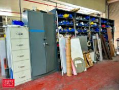 Shelves: 85" x 3’ x 2’, Cabinet, Filing Cabinet with Contents, Including: S/S Fittings, Conveyer Spr