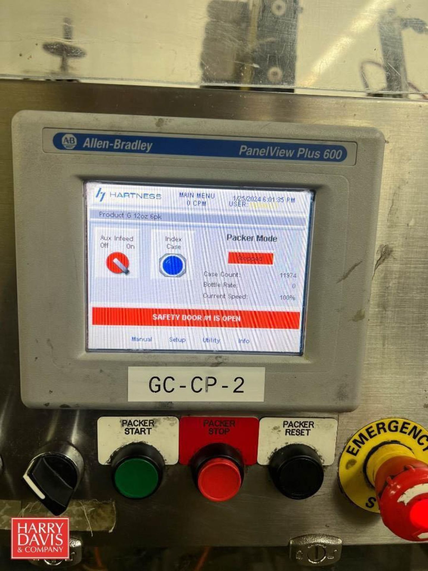 Hartness International Case Packer, S/N: W835303 with Allen-Bradley PanelView Plus 600 Touch Screen - Image 8 of 8