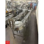 Nercon S/S Framed Product Conveyor: 50' x 4.5" with (8) 90° Turns (3) Drives and Plastic Table Top