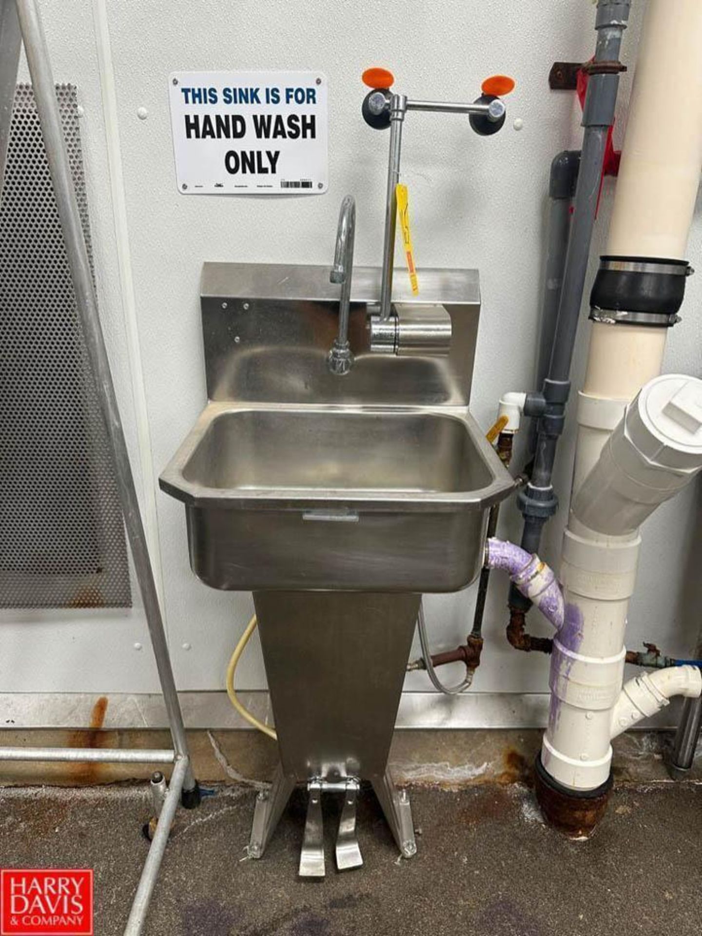 S/S Hand Sink with Foot Controls and Emergency Eye Wash Station - Rigging Fee: $100