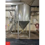 600 Gallon Cone-Bottom S/S Tank with Level Probe and Hinged lid - Rigging Fee: $875